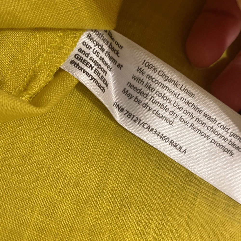Eileen Fisher Organic Linen Neon Yellow Blouse. Size S - Picture 4 of 8
